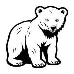 cute baby polar bear Monochrome illustration, Polar bear silhouette design, Generative AI.