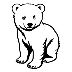 cute baby polar bear Monochrome illustration, Polar bear silhouette design, Generative AI.