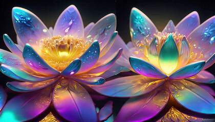 Opalizujące kwiaty lotosu