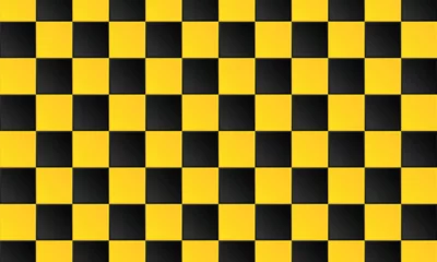 Foto op Plexiglas Seamless  yellow and black cubes pattern. Taxi symbol background. Abstract square mosaic background. Vector illustration © Vahram
