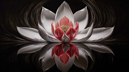 Infinite mirror reflection of a single tulip, blossoming eternally into the void Ai Generative