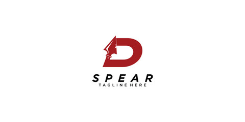 Creative spear logo template design with letter concept premium vector - obrazy, fototapety, plakaty