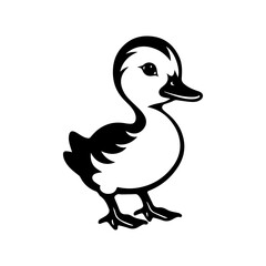 Cute baby duck, duckling Vector Silhouette, Generative AI.