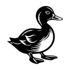 Cute baby duck, duckling Vector Silhouette, Generative AI.