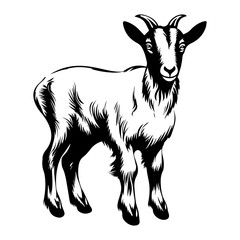 Fototapeta premium cute baby Goat Monochrome illustration, baby Goat silhouette design, Generative AI.