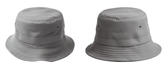 Casual Elegance: Gray Bucket Hat isolated on transparent background,png