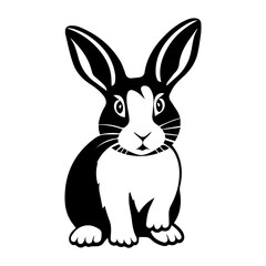 Fototapeta premium cute rabbit Monochrome illustration, rabbit silhouette design, Generative AI.