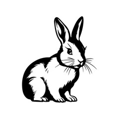 Obraz premium cute rabbit Monochrome illustration, rabbit silhouette design, Generative AI.