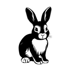 Fototapeta na wymiar cute rabbit Monochrome illustration, rabbit silhouette design, Generative AI.