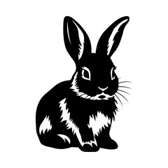 Obraz premium cute rabbit Monochrome illustration, rabbit silhouette design, Generative AI.