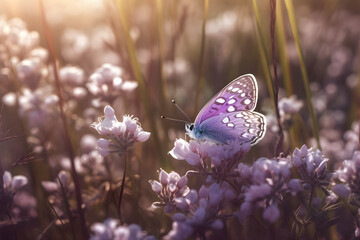 Purple butterfly on a flower. 