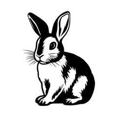Fototapeta premium cute rabbit Monochrome illustration, rabbit silhouette design, Generative AI.