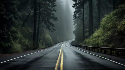 Fotobehang Lonely road in the middle of nowhere, copy space, 16:9 © Christian