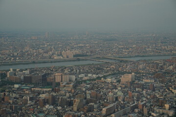 Fototapeta na wymiar View of the Japanese city from Tokyo Skytree, Japan