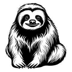 Fototapeta premium cute baby sloth Monochrome illustration, sloth silhouette design, Generative AI.