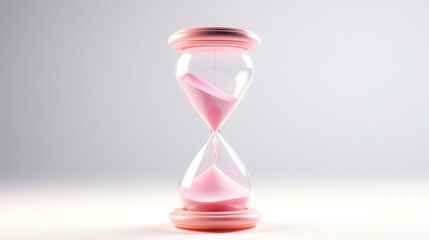 Hourglass of unusual material, white background, hourglass shape, fantasy hourglass, pastel color, copy space, 16:9