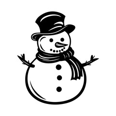 snowman in silhouette Christmas theme, Generative AI.