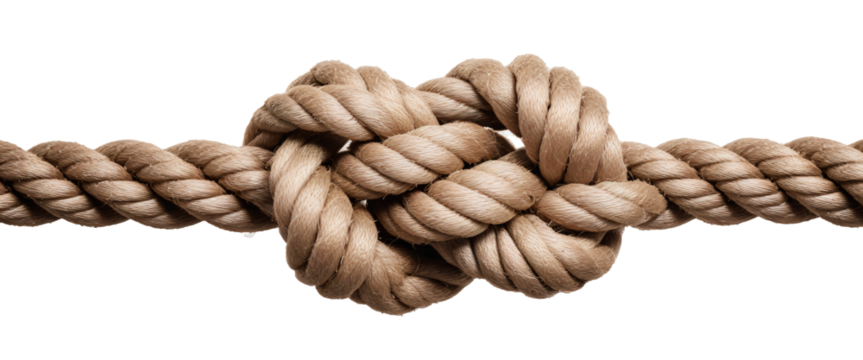 Strength in Simplicity: Isolated Rope Knot  isolated on transparent background,png
