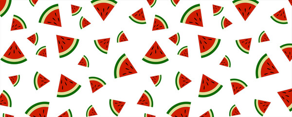 pattern with watermelon slices on a white background.