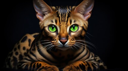 Fototapeta na wymiar beautiful bangali cats with lush green eyes tiger look cat