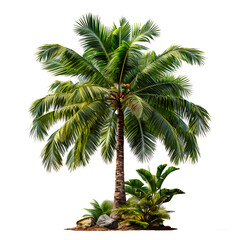 Coconut tree isolated on white background. Clipping path included
