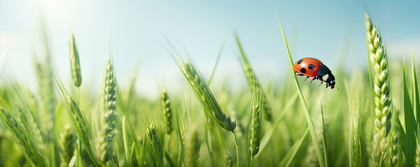 Green young wheat detail.  copy space fot text