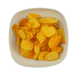 potato chips in a bowl isolated