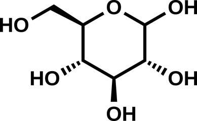 Fototapeta premium D-glucopyranose C6H12O6 structural formula, projection of D-glucose, vector illustration