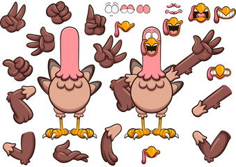 Cartoon Turkey Set. Vector illustration with simple gradients.