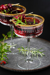 Christmas cranberry and rosemary drink
