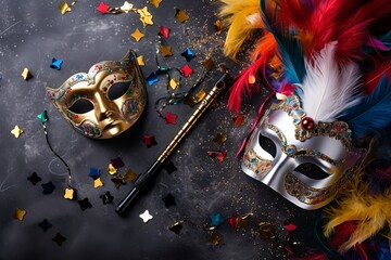 carnival props trumpet confetti mask magic wand cilinder, 
