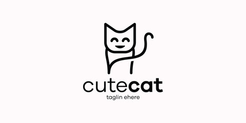 minimalist logo with cat elements made with lines.