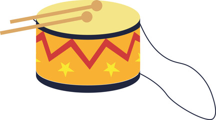 Vector illustration of drum. Vintage drum toy for boys