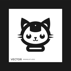 Cat robot minimalist logo, simple and modern logogram, clean icon