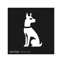 Dog silhouette logo, simple icon and clean design