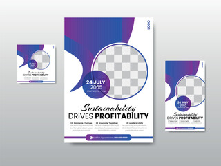 Creative Business conference live meeting and event flyer template Layout. Corporate invitation online business workshop and abstract seminar promotion poster design template.