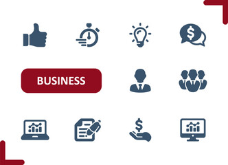 Business Icons. Investment, Investing, Thumbs Up, Deadline, Businessman, Money, Contract Vector Icon