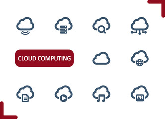 Obraz premium Cloud Computing Icons. Clouds, Data, Upload, Download Icon