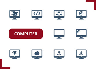 Computer Icons. Screen, Monitor, Coding, Hacking, Programming, Data, Cloud Computing, WiFi Icon