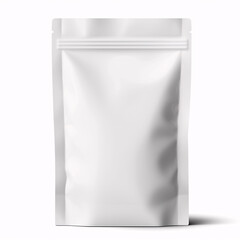 Blank Foil plastic pouch coffee bag isolated on white background. Packaging template mockup collection. With clipping Path included. Aluminium coffee package.