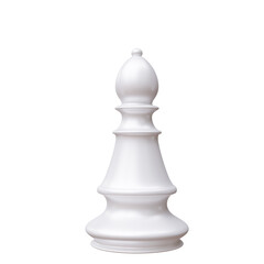 White chess bishop isolated on white transparent background. PNG. Business strategy concept