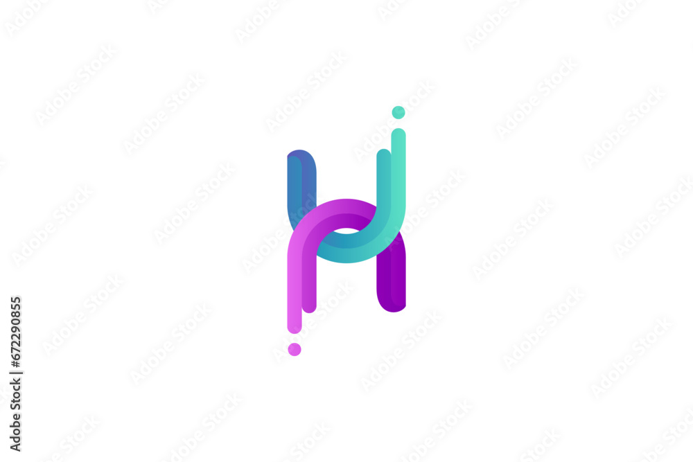 Poster h letter logo with splash effect in gradient color monogram design