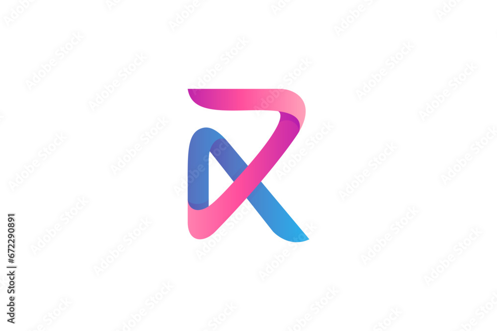 Aufkleber simple r uppercase letter logo with monogram design in color gradient