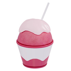  Japanese dessert kakigori , shaved ice , 3d rendering on a transparent background