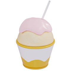  Japanese dessert kakigori , shaved ice , 3d rendering on a transparent background