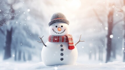 Obraz premium Magic snowman in winter