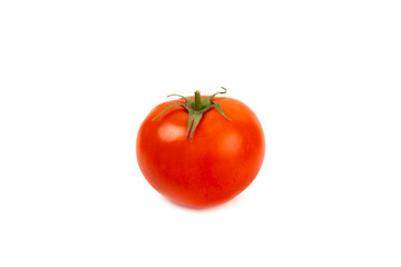 Red tomato isolated on white background. Fresh red tomatoes. Fresh vegetables. Vegan. Close-up. Healthy food. Salad Ingredients.