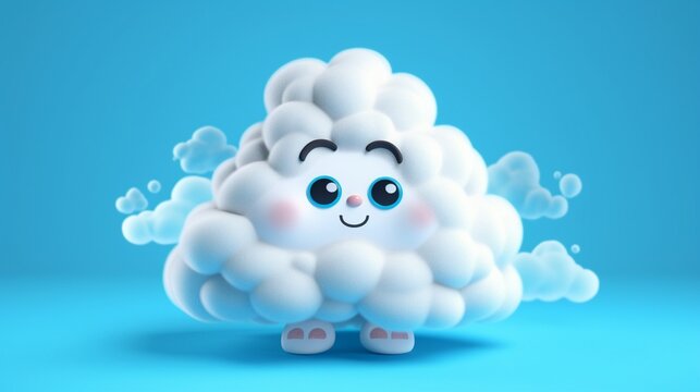 Design a cloud cartoon image in C4D style cute style.Generative AI