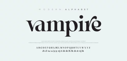 Foto op Plexiglas VAMPIRE Premium luxury elegant alphabet letters and numbers. Elegant Tech typography classic serif font decorative vintage retro. Creative vector illustration © Alex