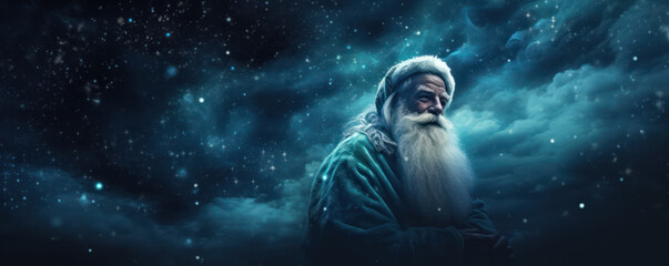 Mystical Sage in Cosmic Space: A Portrait of Timeless Wisdom